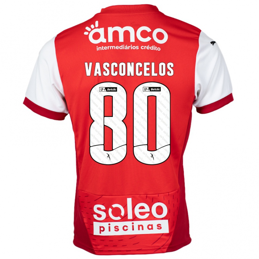 Kandiny Kinderen Vasconcelos #80 Rood Wit Thuisshirt Thuistenue 2024/25 T-Shirt