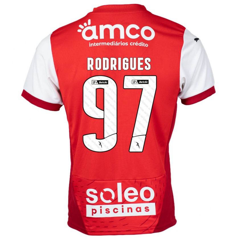 Kandiny Kinderen Dinis Rodrigues #97 Rood Wit Thuisshirt Thuistenue 2024/25 T-Shirt België