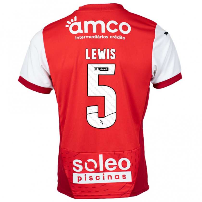 Kandiny Kinderen Leah Lewis #5 Rood Wit Thuisshirt Thuistenue 2024/25 T-Shirt