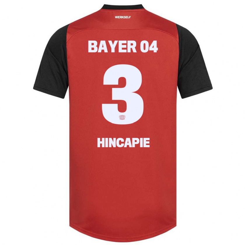 Kandiny Kinderen Piero Hincapié #3 Rood Zwart Thuisshirt Thuistenue 2024/25 T-Shirt