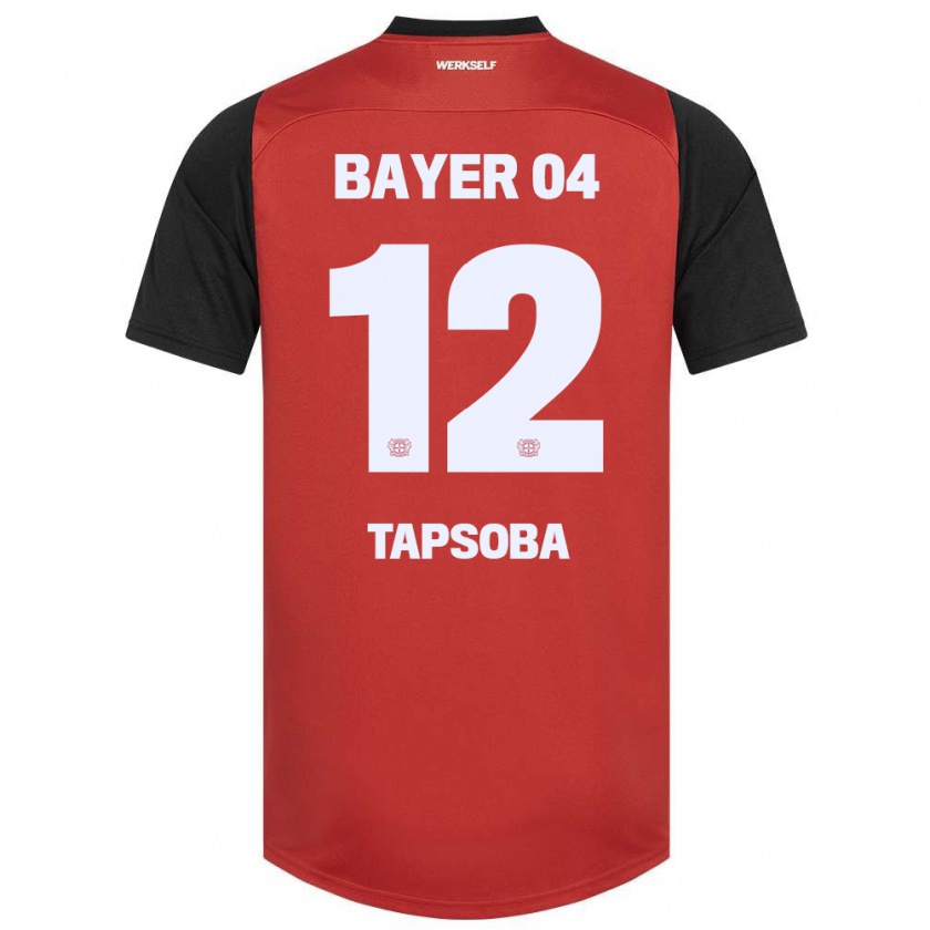 Kandiny Kinderen Edmond Tapsoba #12 Rood Zwart Thuisshirt Thuistenue 2024/25 T-Shirt