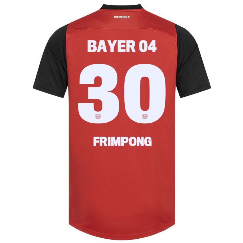 Kandiny Kinderen Jeremie Frimpong #30 Rood Zwart Thuisshirt Thuistenue 2024/25 T-Shirt