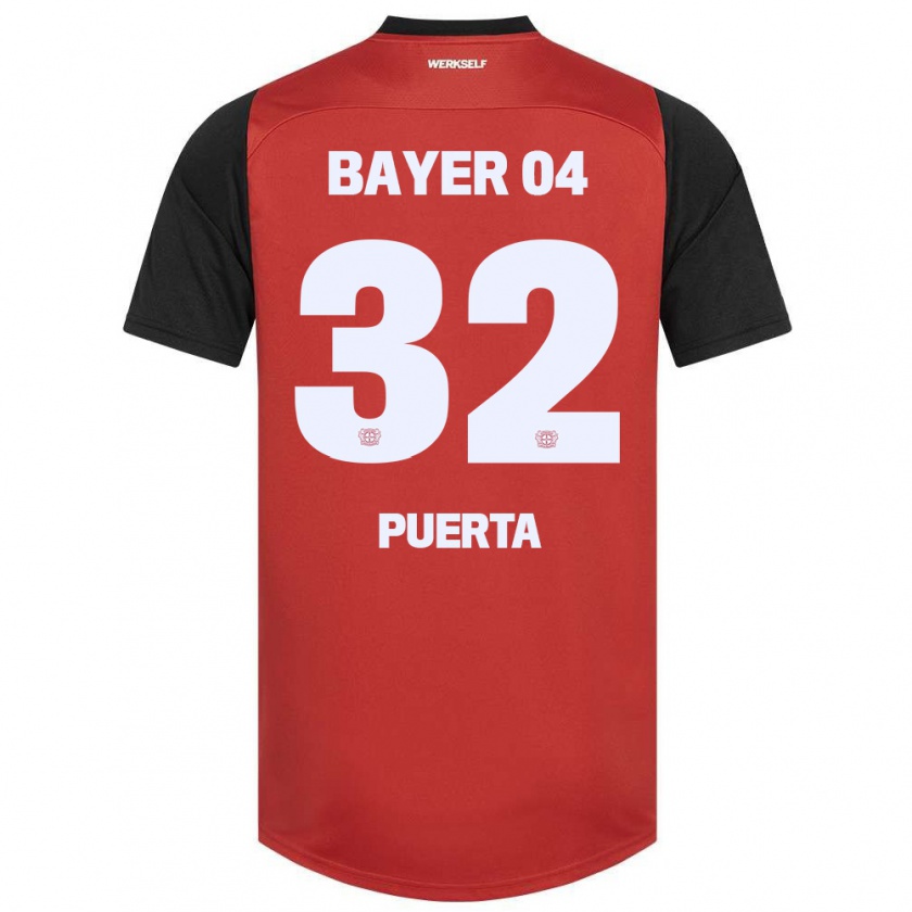 Kandiny Bambino Maglia Gustavo Puerta #32 Rosso Nero Kit Gara Home 2024/25 Maglietta