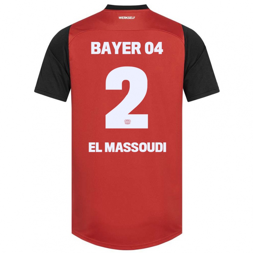 KandinyキッズNassim El Massoudi#2赤黒ホームシャツ2024/25ジャージーユニフォーム