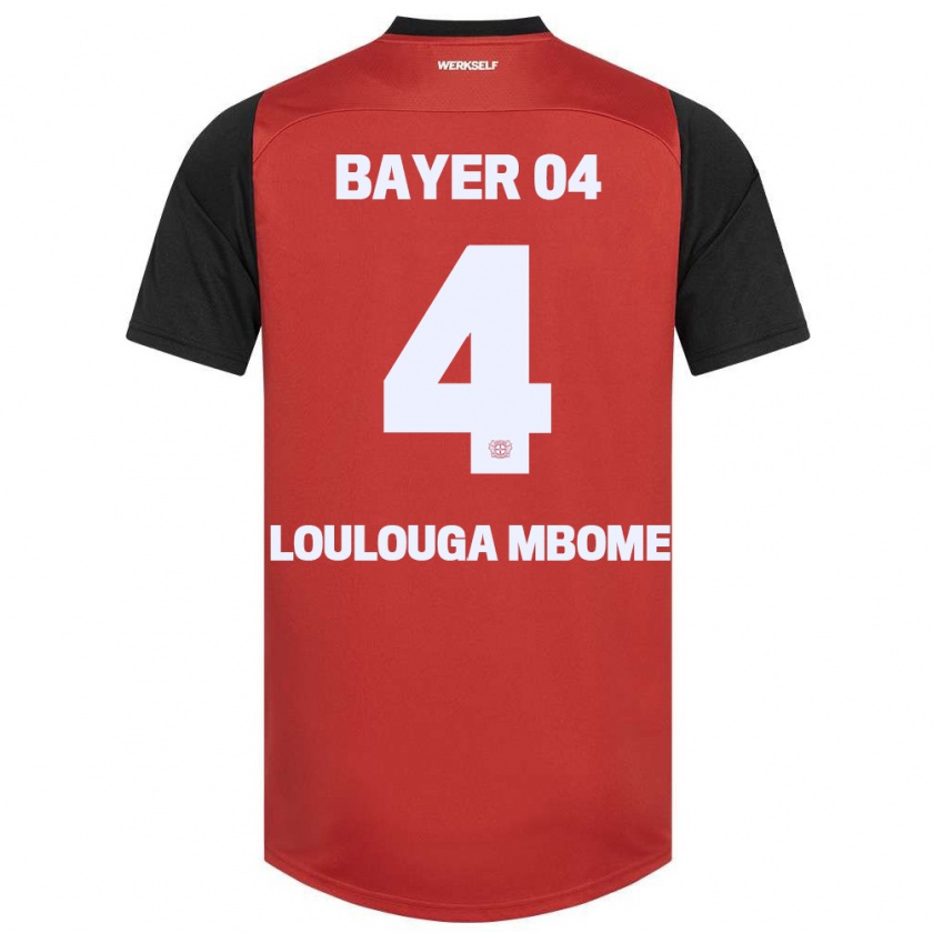 KandinyキッズAdrien Loulouga Mbome#4赤黒ホームシャツ2024/25ジャージーユニフォーム