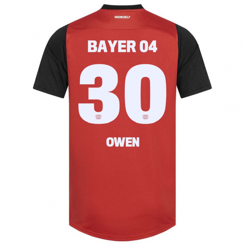 Kandiny Kinderen Emmanuel Owen #30 Rood Zwart Thuisshirt Thuistenue 2024/25 T-Shirt