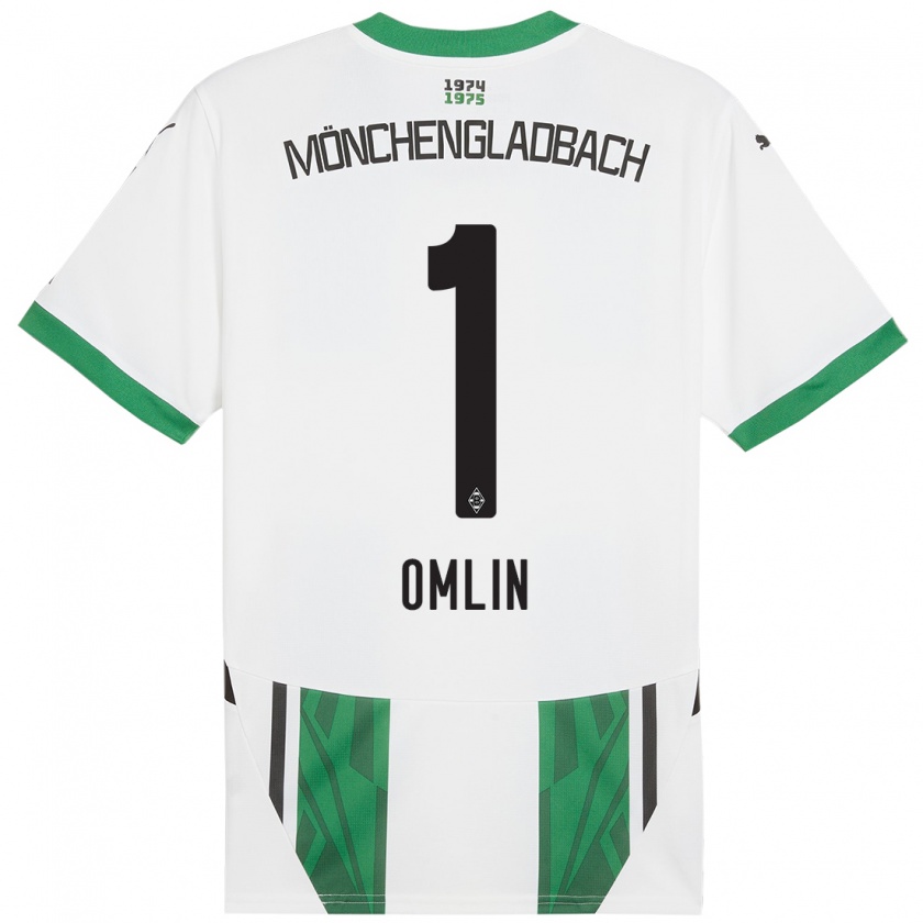 Kandiny Bambino Maglia Jonas Omlin #1 Bianco Verde Kit Gara Home 2024/25 Maglietta