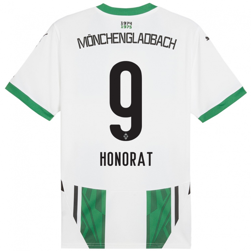 Kandiny Niño Camiseta Franck Honorat #9 Blanco Verde 1ª Equipación 2024/25 La Camisa