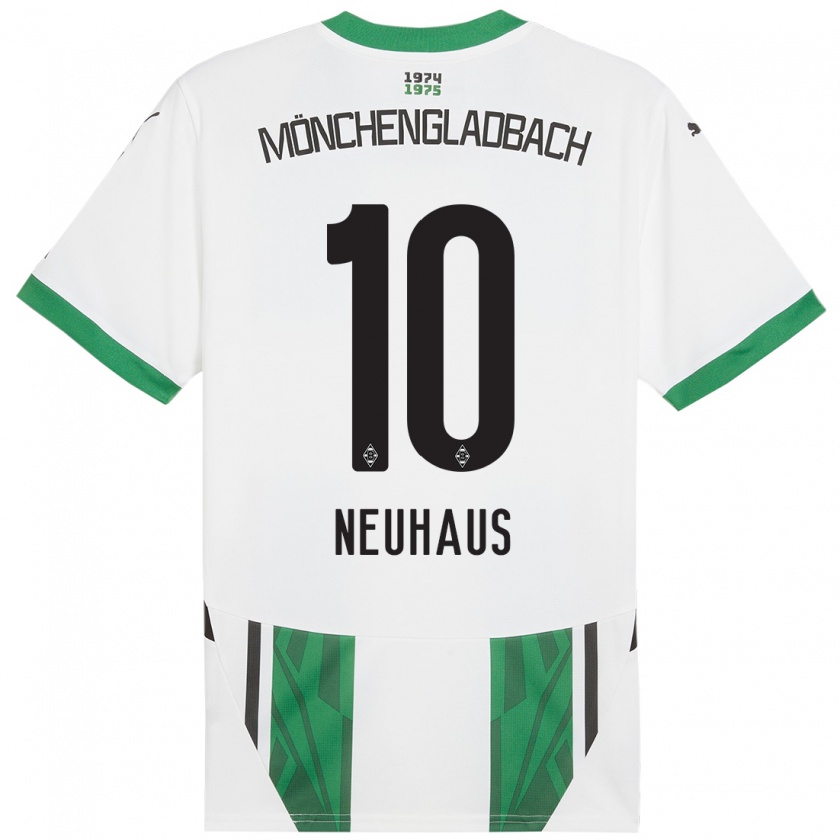 Kandiny Kinderen Florian Neuhaus #10 Wit Groen Thuisshirt Thuistenue 2024/25 T-Shirt