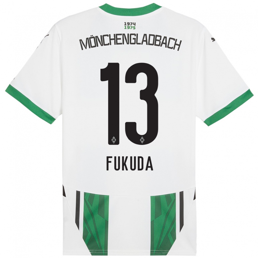 Kandiny Kinderen Shio Fukuda #13 Wit Groen Thuisshirt Thuistenue 2024/25 T-Shirt