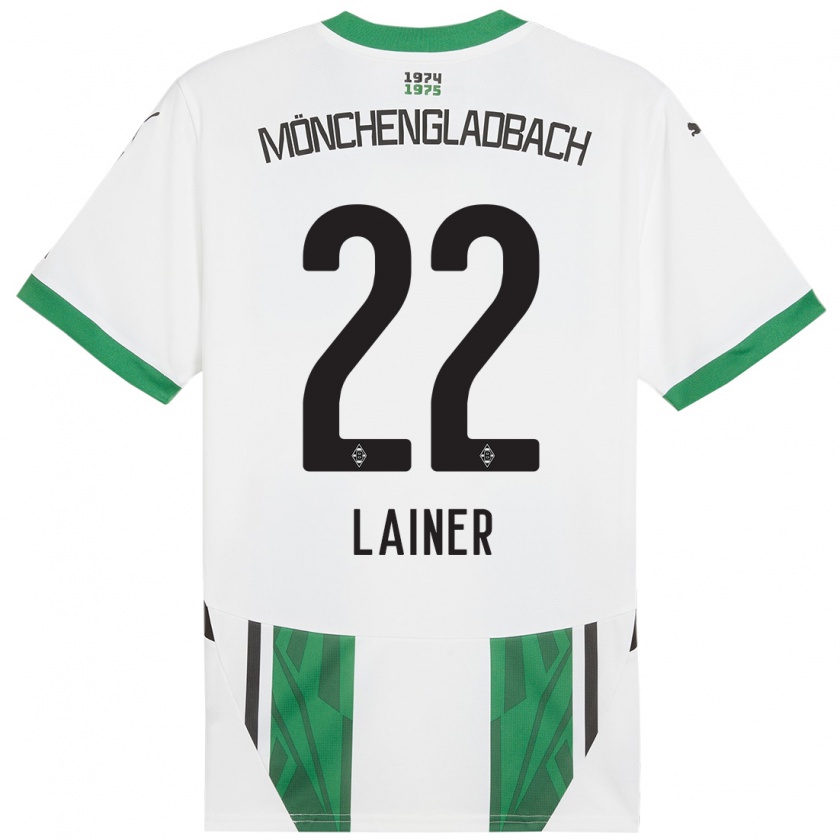 Kandiny Bambino Maglia Stefan Lainer #22 Bianco Verde Kit Gara Home 2024/25 Maglietta