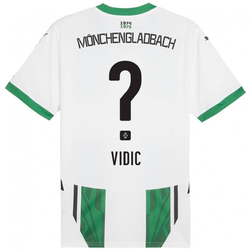 Kandiny Kinderen Nico Vidic #0 Wit Groen Thuisshirt Thuistenue 2024/25 T-Shirt