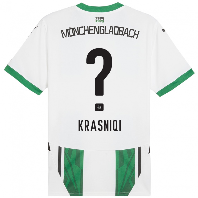 Kandiny Bambino Maglia Engjell Krasniqi #0 Bianco Verde Kit Gara Home 2024/25 Maglietta