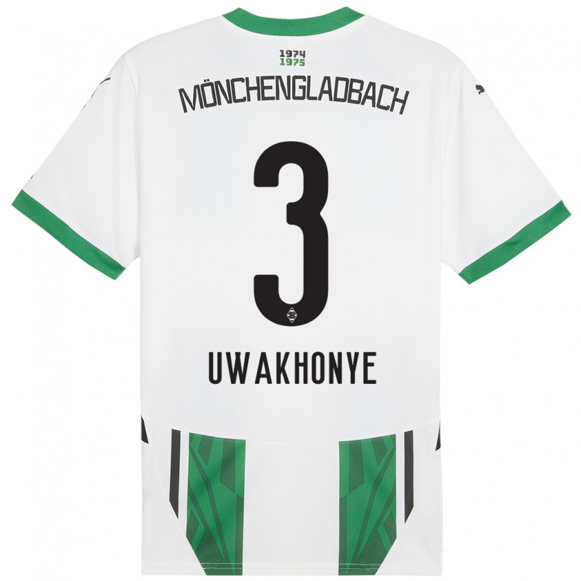 Kandiny Bambino Maglia Joshua Uwakhonye #3 Bianco Verde Kit Gara Home 2024/25 Maglietta