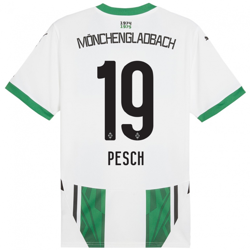 Kandiny Kinderen Noah Pesch #19 Wit Groen Thuisshirt Thuistenue 2024/25 T-Shirt