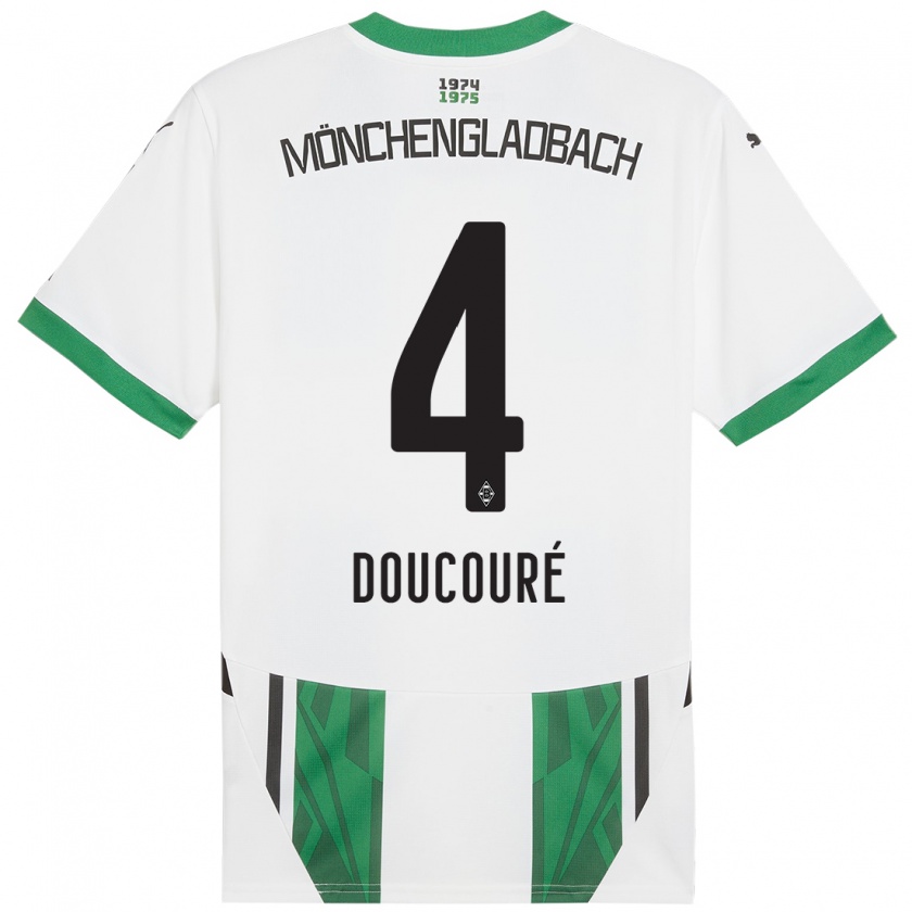 Kandiny Kinderen Mamadou Doucouré #4 Wit Groen Thuisshirt Thuistenue 2024/25 T-Shirt