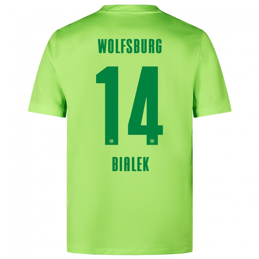 Kandiny Niño Camiseta Bartosz Bialek #14 Verde Fluorescente 1ª Equipación 2024/25 La Camisa