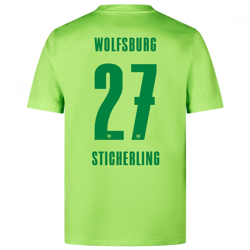 Kandiny Kinderen Carl-Anton Sticherling #27 Fluorescerend Groen Thuisshirt Thuistenue 2024/25 T-Shirt België