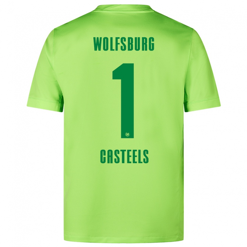 Kandiny Bambino Maglia Koen Casteels #1 Verde Fluorescente Kit Gara Home 2024/25 Maglietta