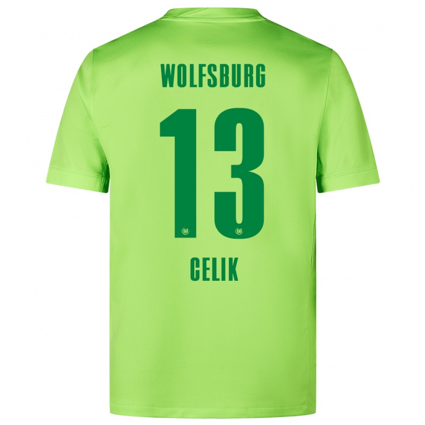 Kandiny Kinderen Dennis Celik #13 Fluorescerend Groen Thuisshirt Thuistenue 2024/25 T-Shirt