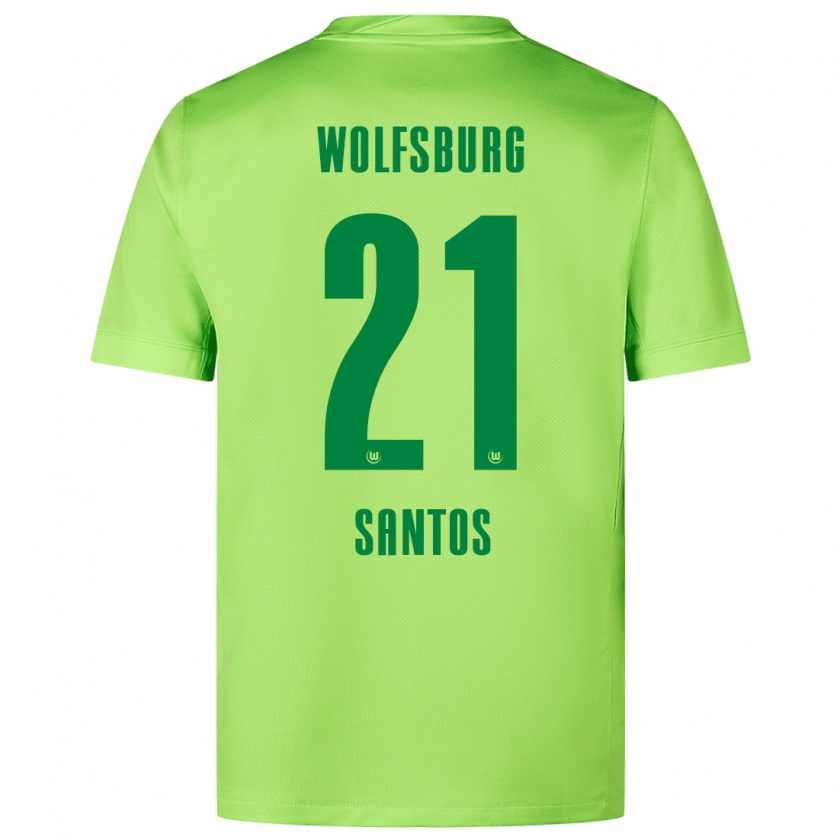 Kandiny Niño Camiseta Leonardo Santos #21 Verde Fluorescente 1ª Equipación 2024/25 La Camisa México