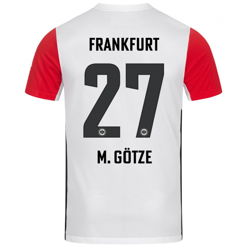 Kandiny Niño Camiseta Mario Götze #27 Blanco Rojo 1ª Equipación 2024/25 La Camisa México