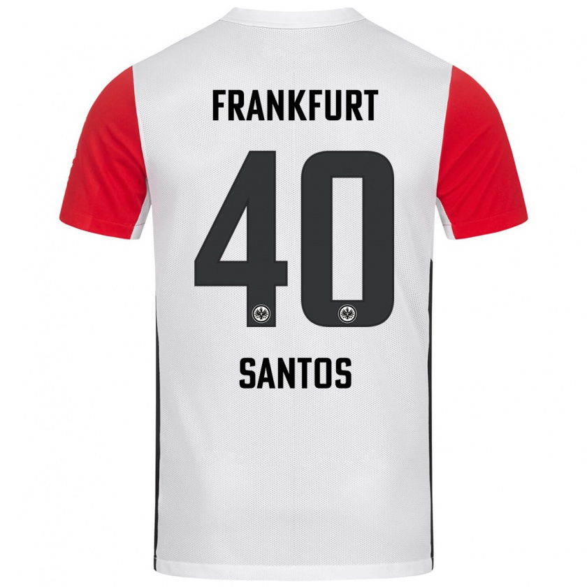 Kandiny Bambino Maglia Kauã Santos #40 Bianco Rosso Kit Gara Home 2024/25 Maglietta