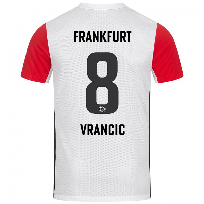 Kandiny Kinderen Mario Vrancic #8 Wit Rood Thuisshirt Thuistenue 2024/25 T-Shirt