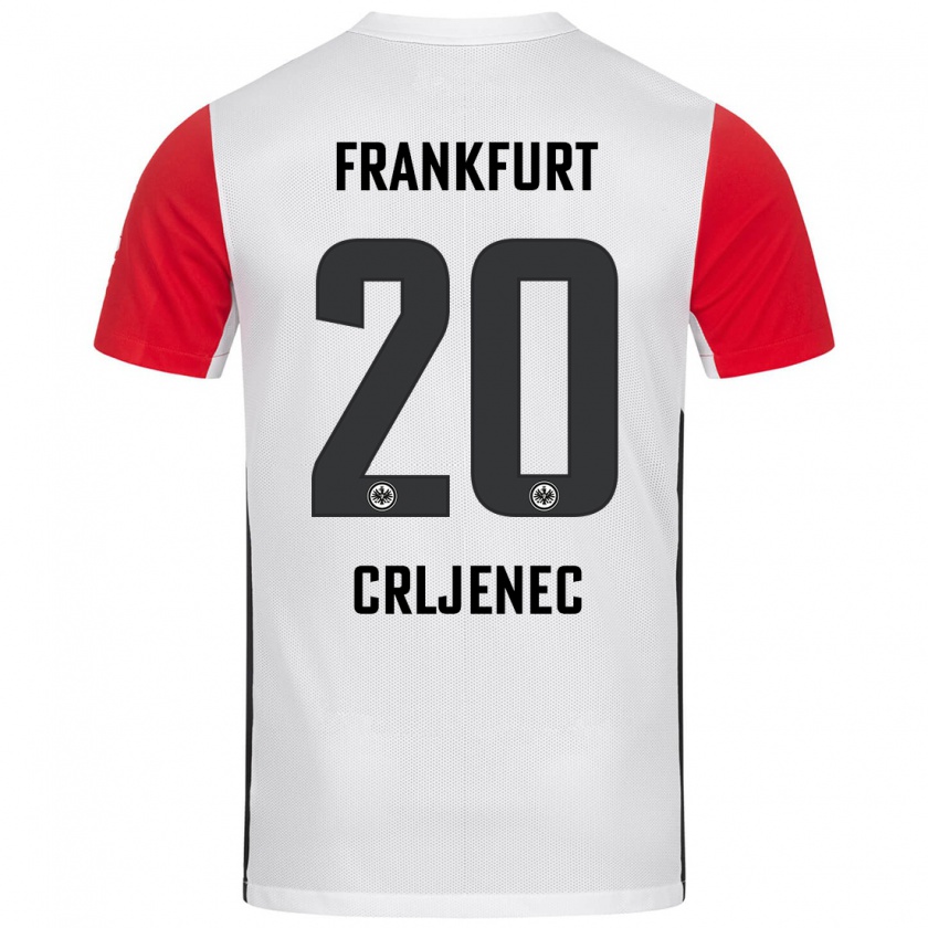 Kandiny Kinderen Dominik Crljenec #20 Wit Rood Thuisshirt Thuistenue 2024/25 T-Shirt