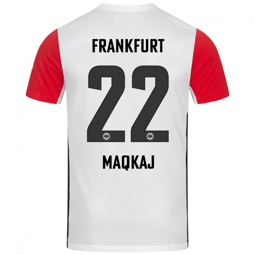 Kandiny Bambino Maglia Dritan Maqkaj #22 Bianco Rosso Kit Gara Home 2024/25 Maglietta