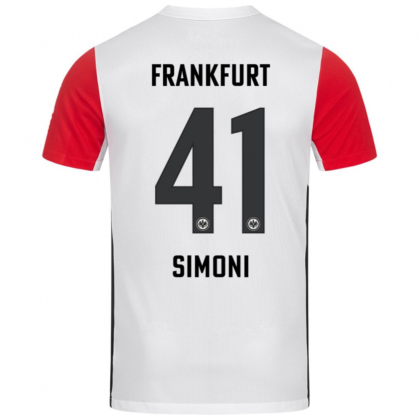 Kandiny Bambino Maglia Simon Simoni #41 Bianco Rosso Kit Gara Home 2024/25 Maglietta