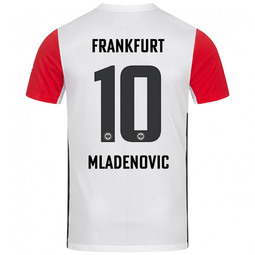 Kandiny Kinderen Marko Mladenovic #10 Wit Rood Thuisshirt Thuistenue 2024/25 T-Shirt