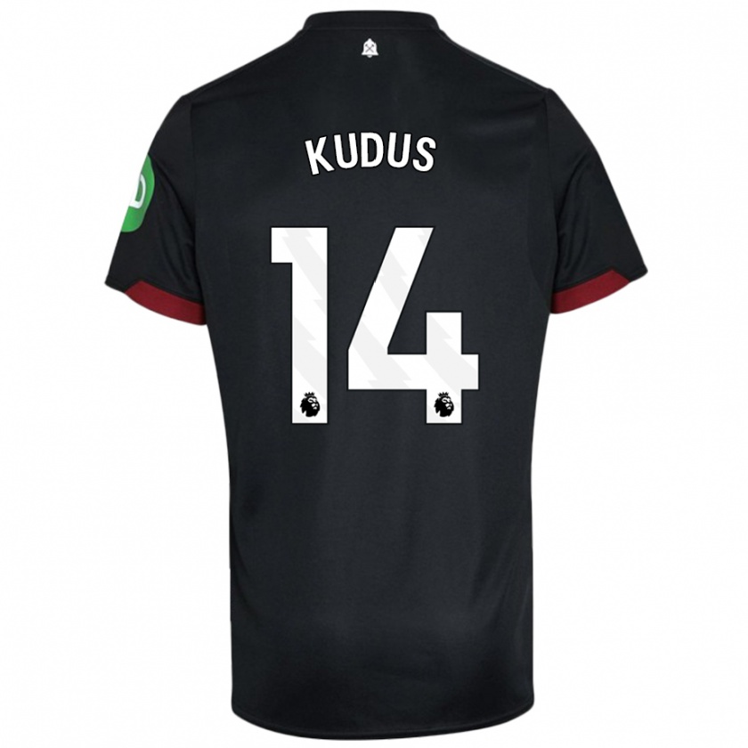 Kandiny Kinder Mohammed Kudus #14 Schwarz Weiß Auswärtstrikot Trikot 2024/25 T-Shirt Österreich