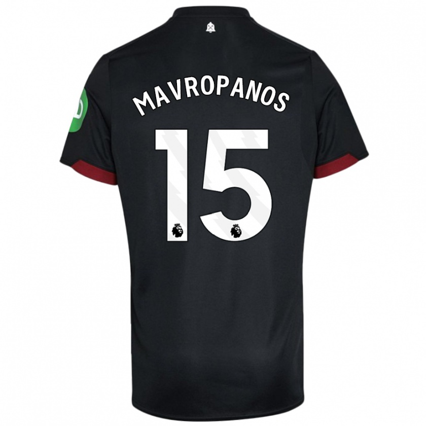 Kandiny Niño Camiseta Konstantinos Mavropanos #15 Negro Blanco 2ª Equipación 2024/25 La Camisa