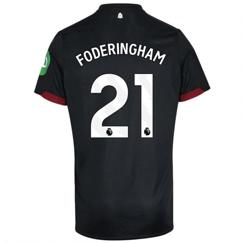 Kandiny Bambino Maglia Wes Foderingham #21 Nero Bianco Kit Gara Away 2024/25 Maglietta