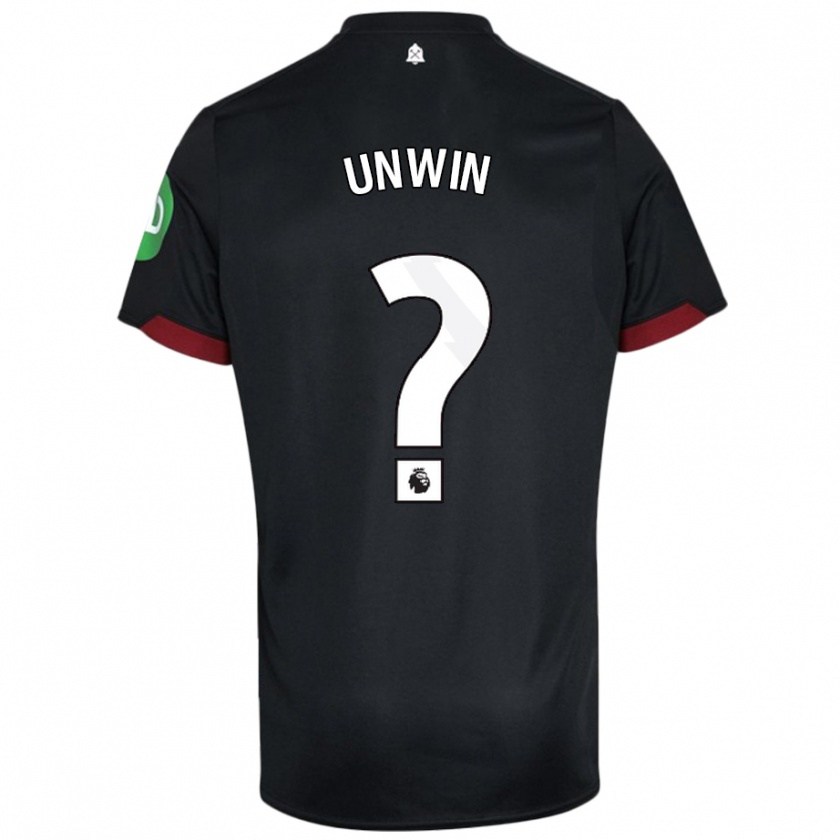 Kandiny Bambino Maglia Jonathan Unwin #0 Nero Bianco Kit Gara Away 2024/25 Maglietta