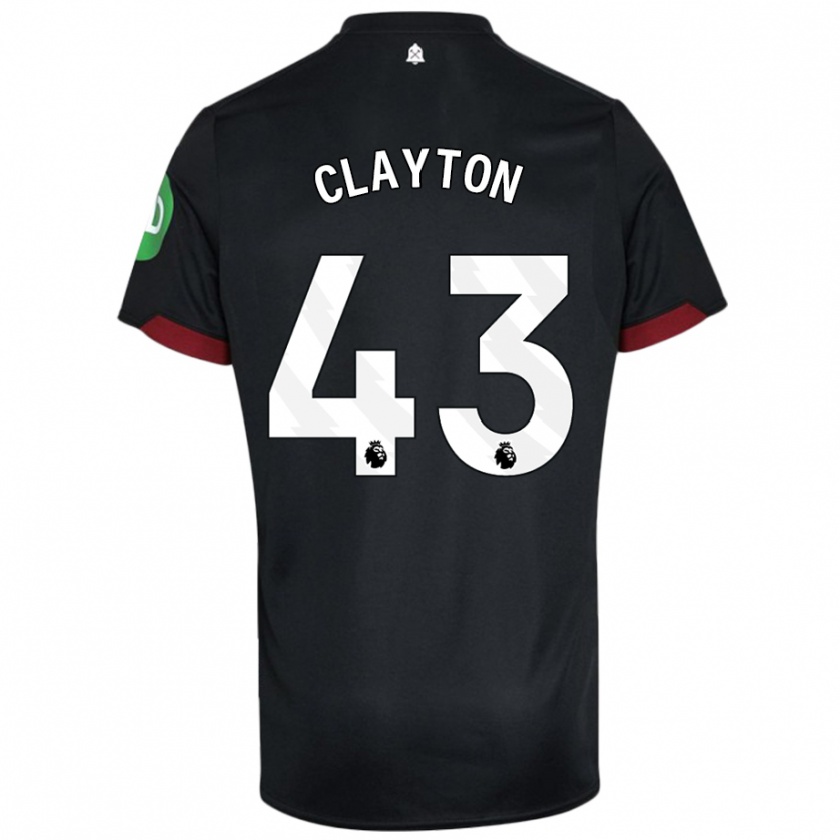 Kandiny Niño Camiseta Regan Clayton #43 Negro Blanco 2ª Equipación 2024/25 La Camisa