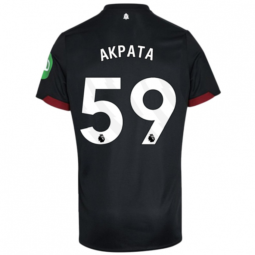 Kandiny Kinderen Tyron Akpata #59 Zwart Wit Uitshirt Uittenue 2024/25 T-Shirt