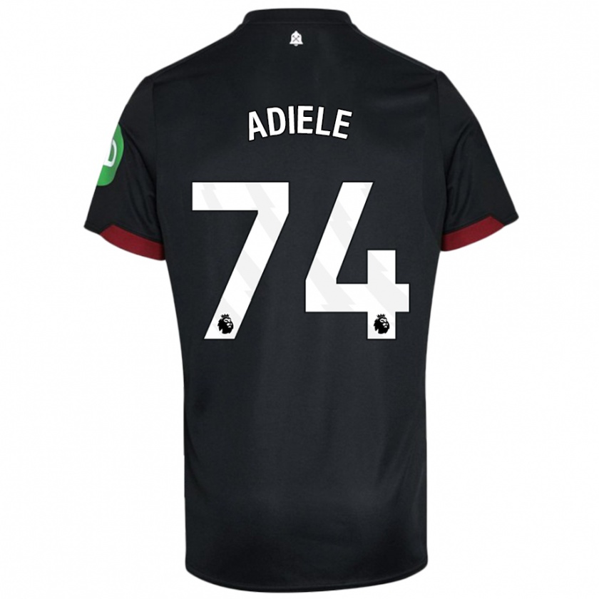 Kandiny Bambino Maglia Emeka Adiele #74 Nero Bianco Kit Gara Away 2024/25 Maglietta