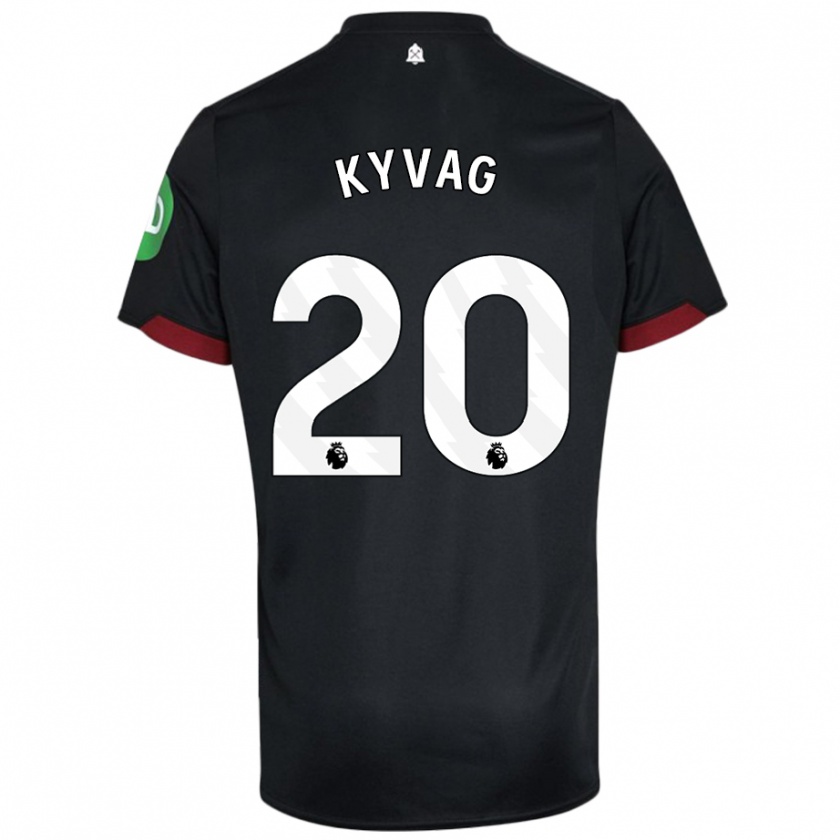 Kandiny Bambino Maglia Thea Kyvag #20 Nero Bianco Kit Gara Away 2024/25 Maglietta