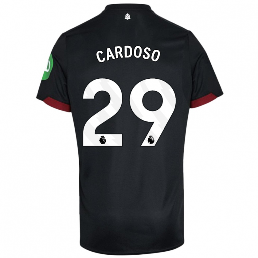 Kandiny Bambino Maglia Goncalo Cardoso #29 Nero Bianco Kit Gara Away 2024/25 Maglietta