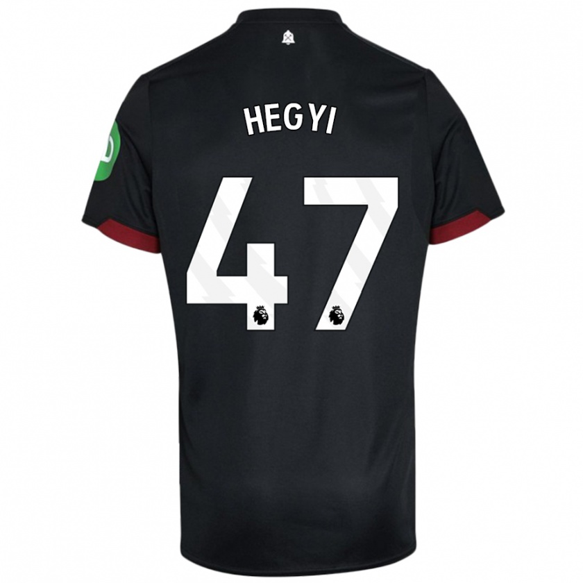 Kandiny Niño Camiseta Krisztian Hegyi #47 Negro Blanco 2ª Equipación 2024/25 La Camisa