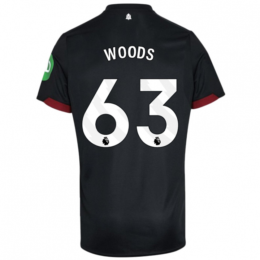 Kandiny Kinderen Archie Woods #63 Zwart Wit Uitshirt Uittenue 2024/25 T-Shirt