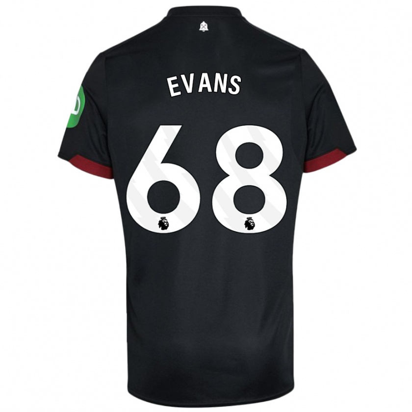 Kandiny Bambino Maglia Isaac Evans #68 Nero Bianco Kit Gara Away 2024/25 Maglietta