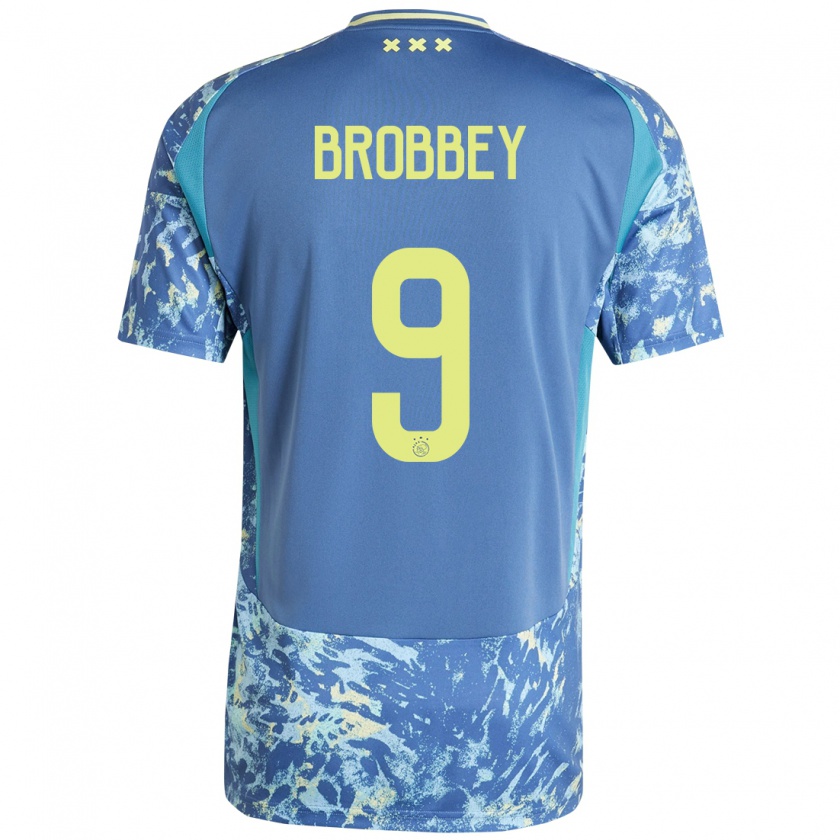 Kandiny Kinderen Brian Brobbey #9 Grijs Blauw Geel Uitshirt Uittenue 2024/25 T-Shirt België