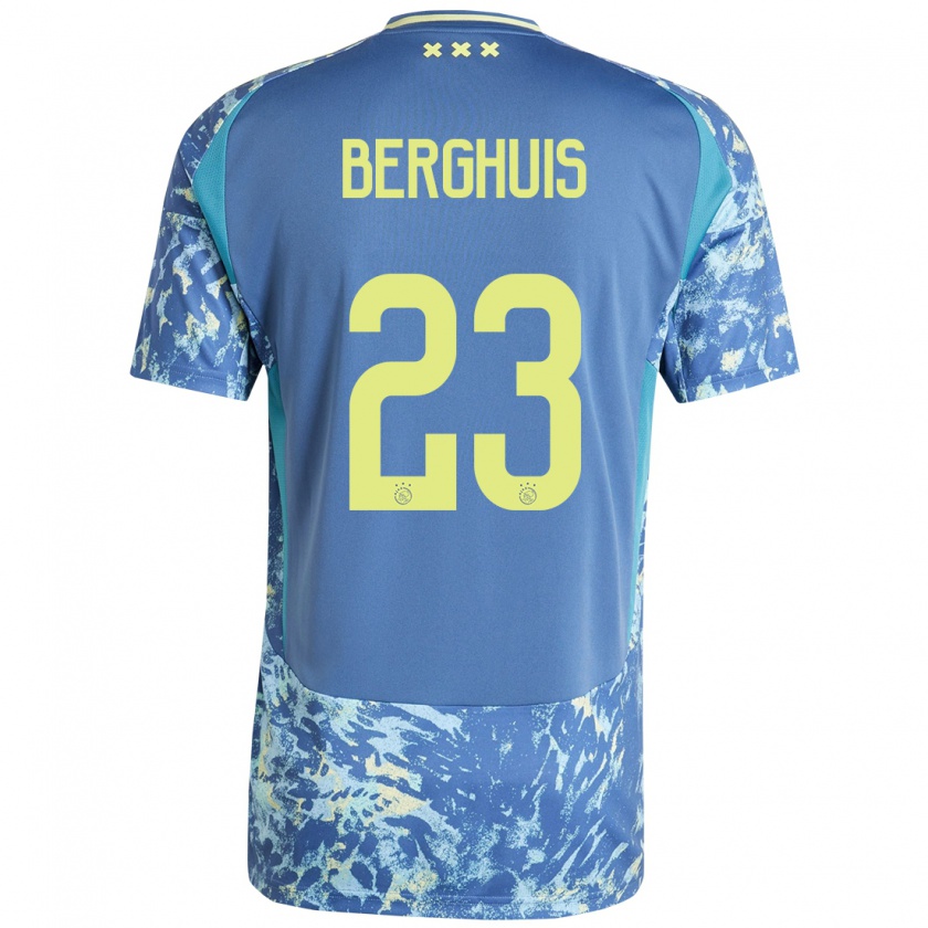 Kandiny Niño Camiseta Steven Berghuis #23 Gris Azul Amarillo 2ª Equipación 2024/25 La Camisa México