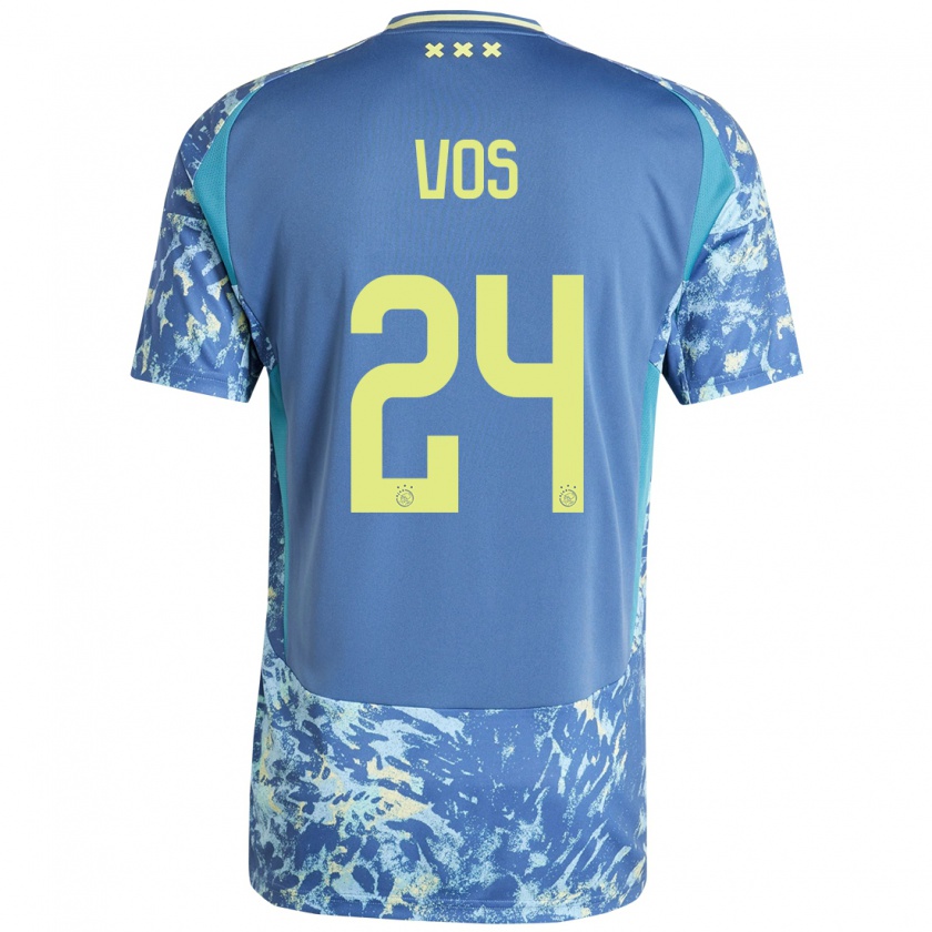 Kandiny Bambino Maglia Silvano Vos #24 Grigio Blu Giallo Kit Gara Away 2024/25 Maglietta