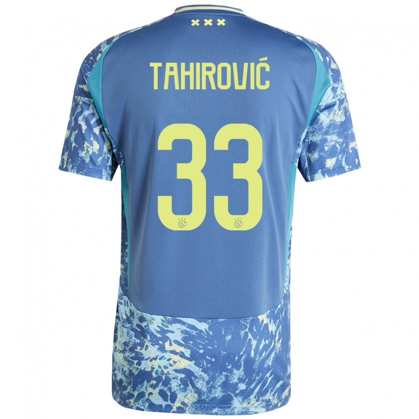 Kandiny Kinder Benjamin Tahirovic #33 Grau Blau Gelb Auswärtstrikot Trikot 2024/25 T-Shirt Österreich