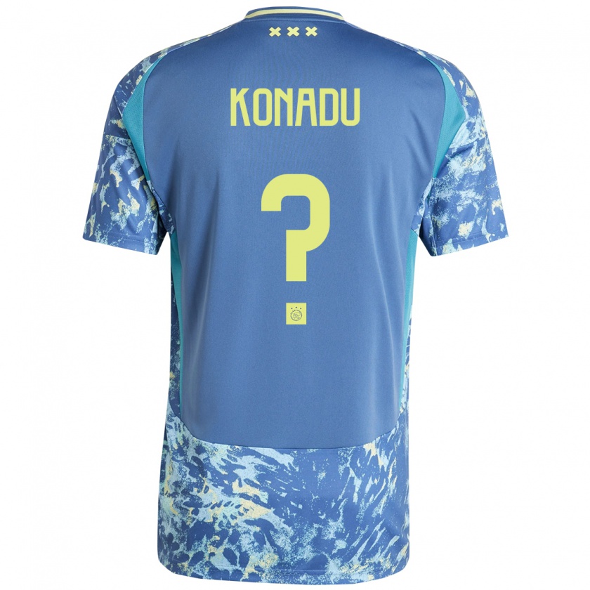 Kandiny Kinderen Don-Angelo Konadu #0 Grijs Blauw Geel Uitshirt Uittenue 2024/25 T-Shirt