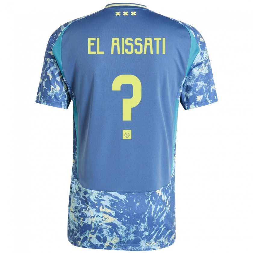 Kandiny Bambino Maglia Yasser El Aissati #0 Grigio Blu Giallo Kit Gara Away 2024/25 Maglietta